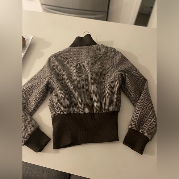 Ladies Apollo brown tweed crop zip front jacket - Picture 4 of 5